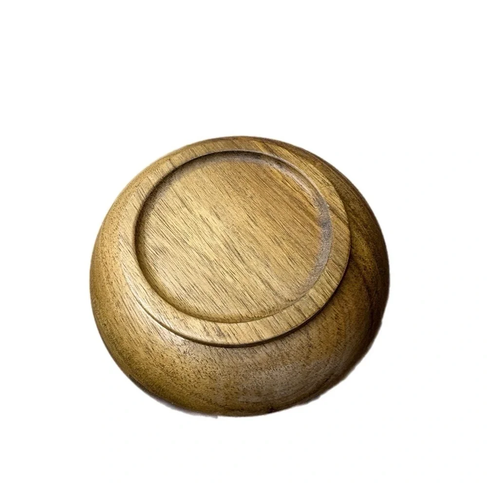 Vintage Acacia‎ Wood Calabash Bowl Small Scandi Danish Minimalist Natural Grain